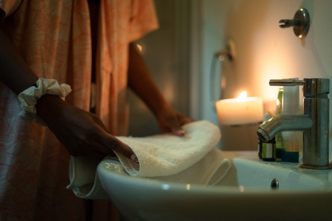 Makeup brushes being cleaned and dried carefully